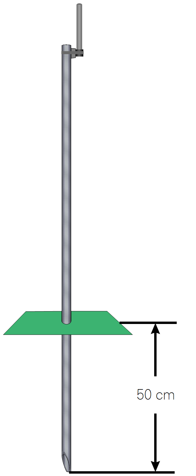 Drive the post about 50 cm into the ground.